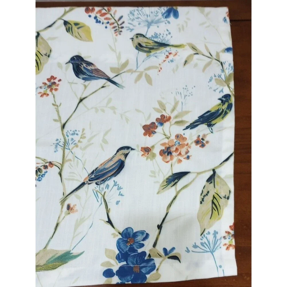 Vogol White Bird Print Valances, Set Of 2 Panels